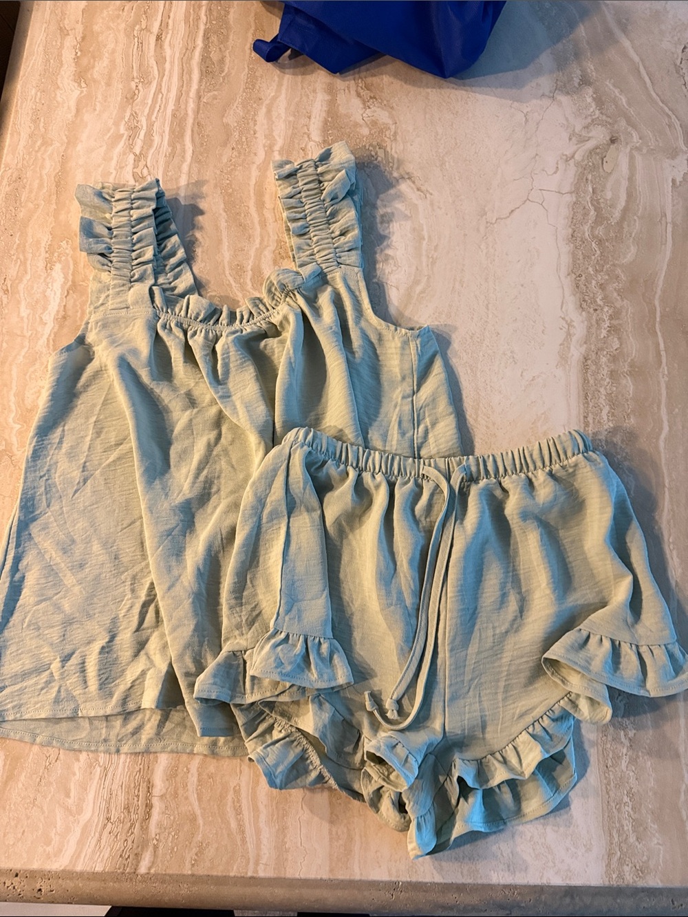 Women’s Ruffle Strap Pajama Set - Green